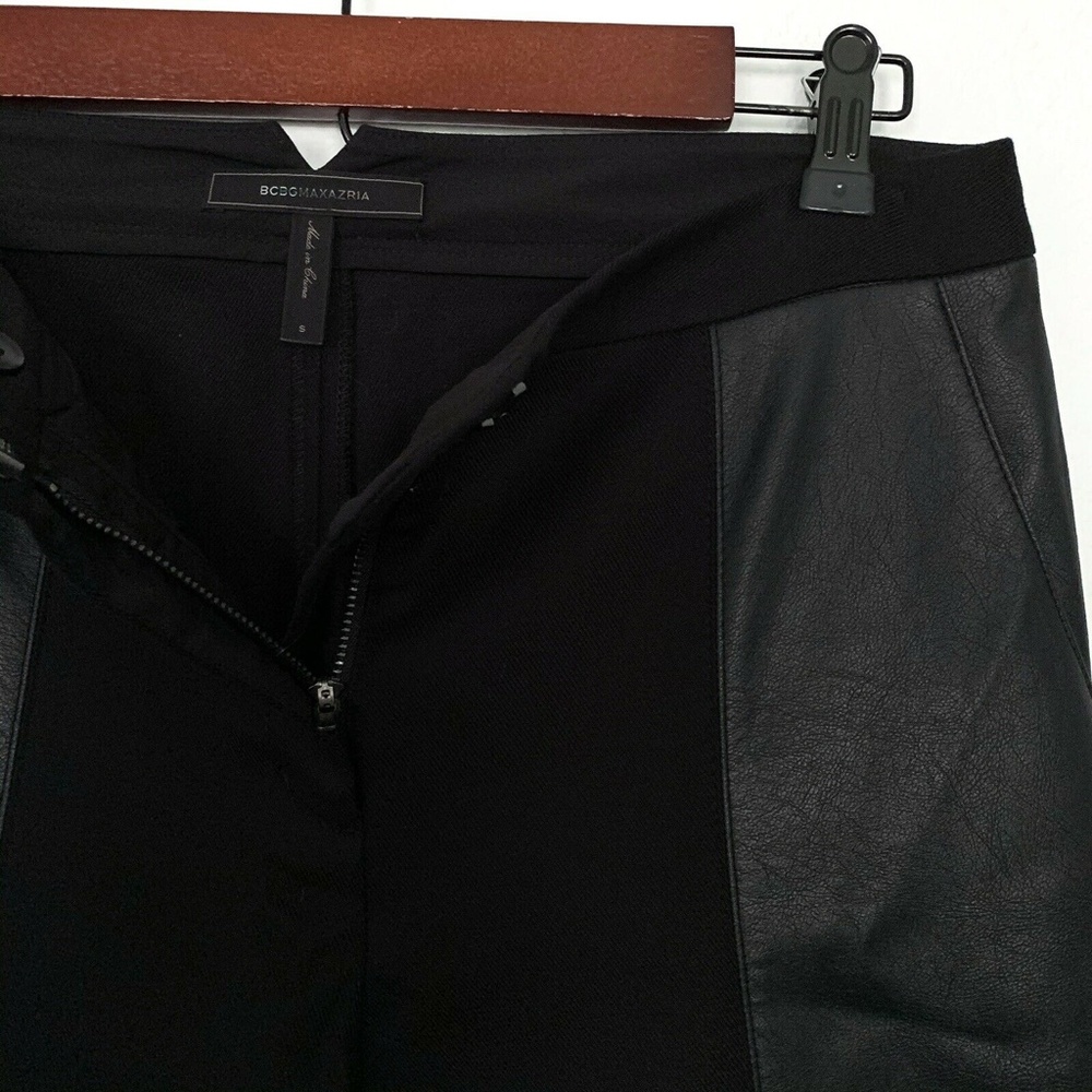 BCBGMaxAzria Brennan Pants Womens Size Small Black Faux Leather Crop High Rise - Picture 5 of 10